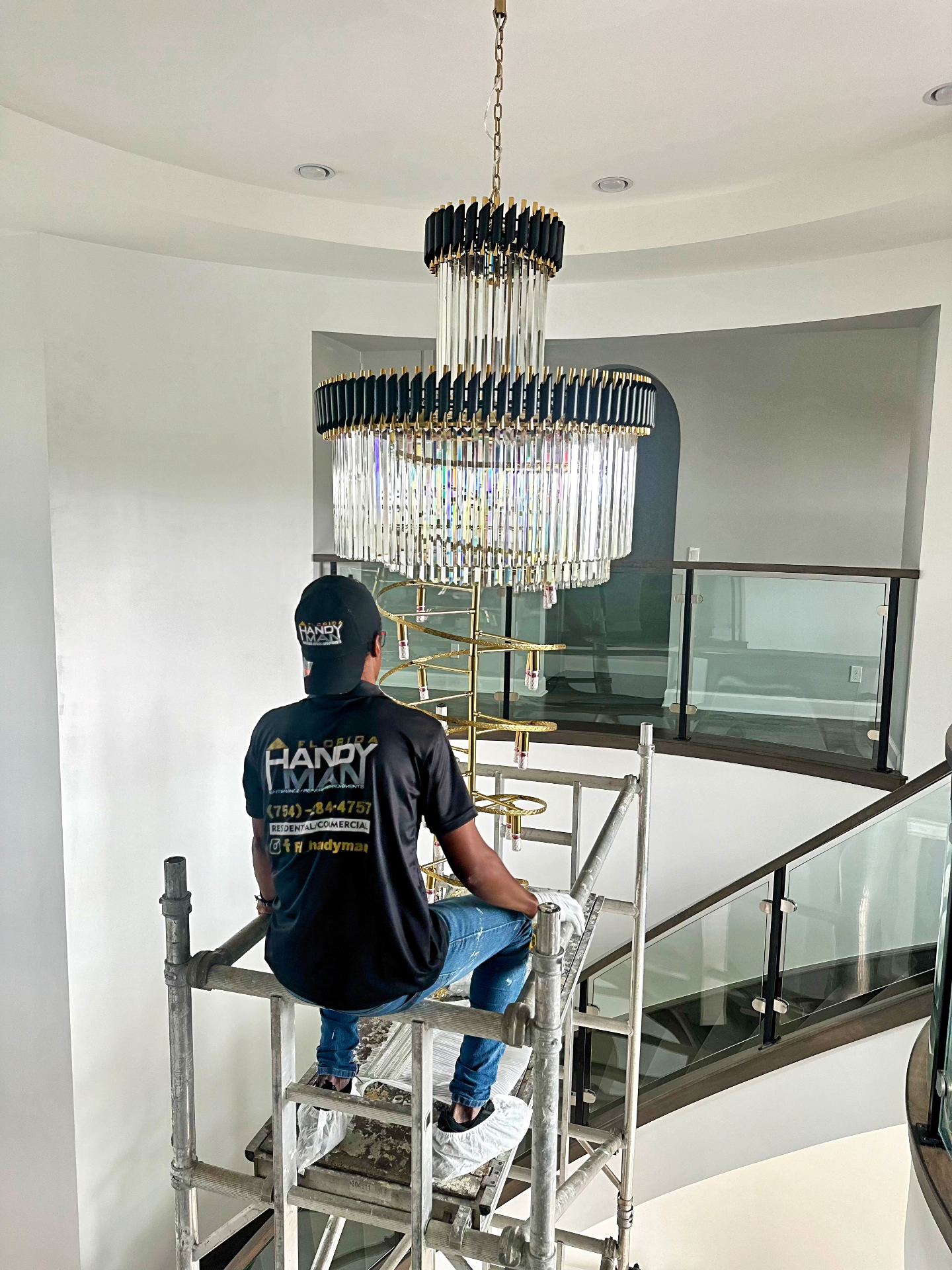 Luxury Chandelier Installation – Manalapan, FL - Professional Home Improvement Project Image 2